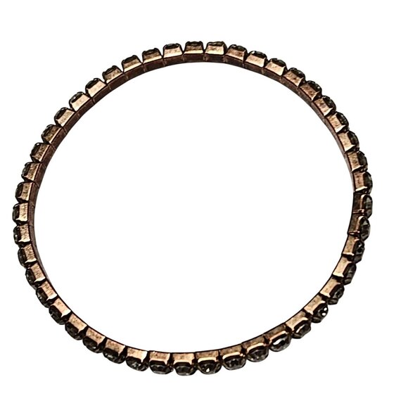 Elegant Vintage Rose Gold Tone Tennis Bracelet Crystal Accents Classic Jewelry - Picture 2 of 4